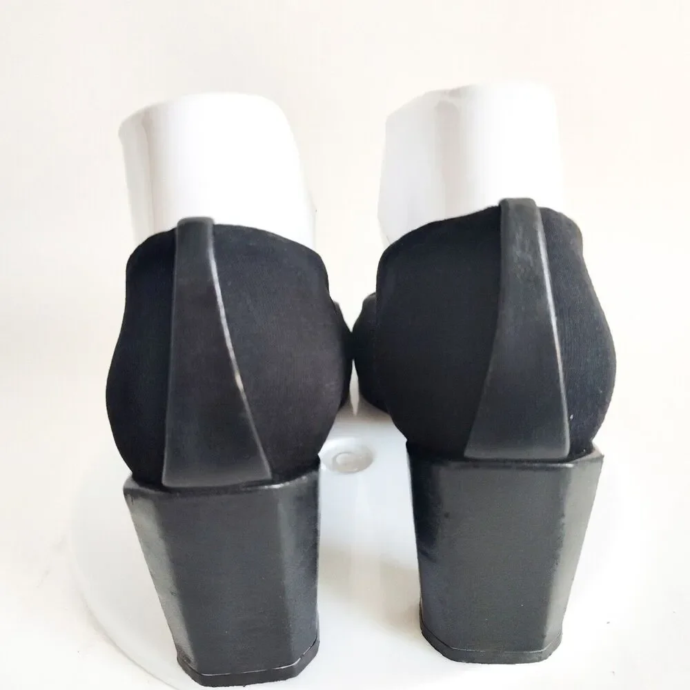 Stuart Weitzman Black Patent Leather Sole Open Toe Stiletto Heels 8.5 Sexy Pumps